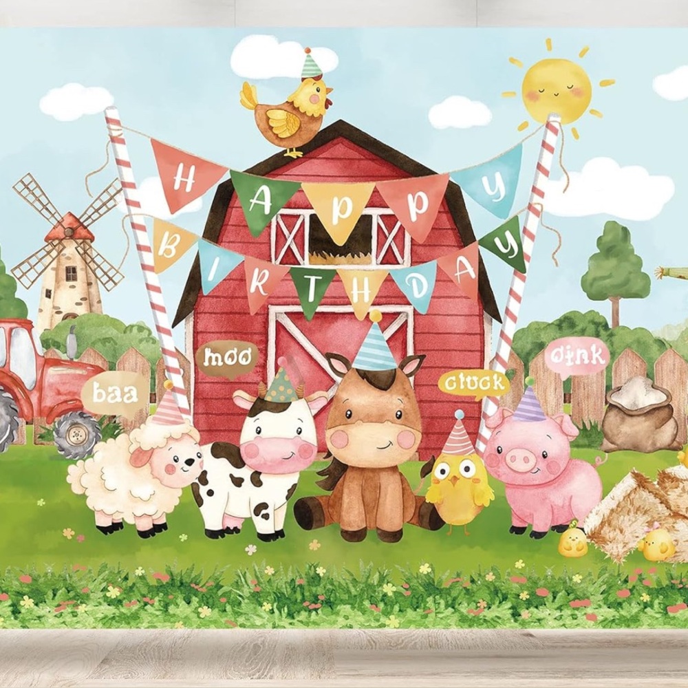 Farm Animal Birthday Party Backdrop